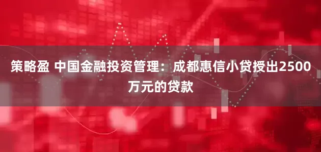 策略盈 中国金融投资管理：成都惠信小贷授出2500万元的贷款